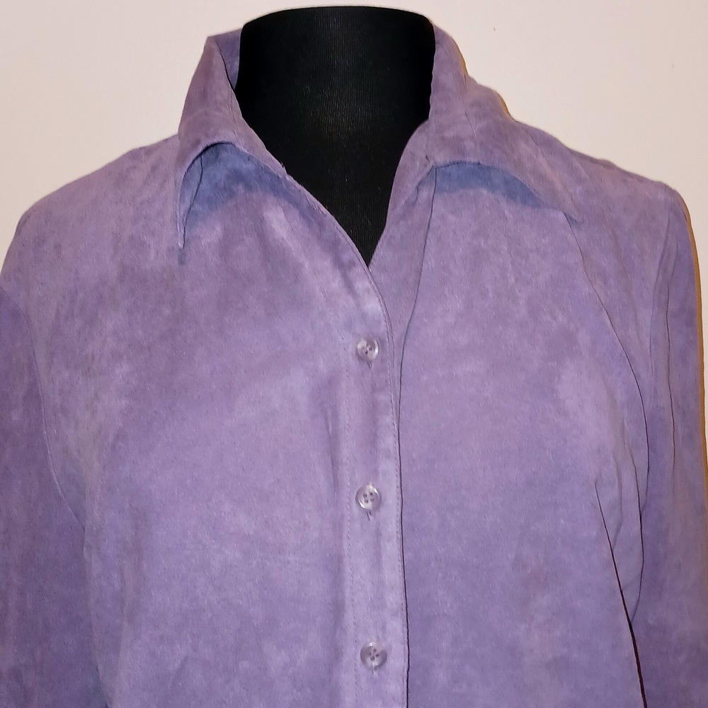 Sonoma Jean Company Quite Luxury Lavender Purple Faux Suede Shirt Shaket‎ XL